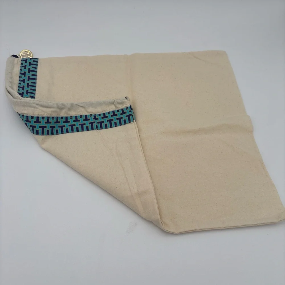 Tory Burch Cream Pouch with‎ Blue Accents